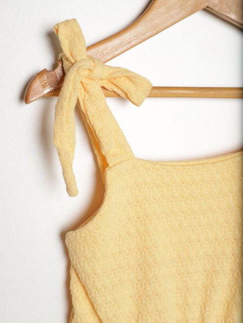 Macacão Malha Texturizada Infantil Para Menina- AMARELO