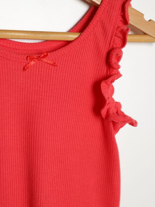 Blusa Regata Canelada Infantil Para Menina - VERMELHO
