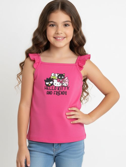 Blusa Regata Hello Kitty Infantil Para Menina - PINK
