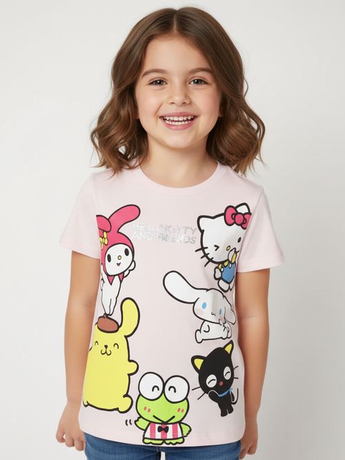 Camiseta Hello Kitty Infantil Para Menina - ROSA CLARO