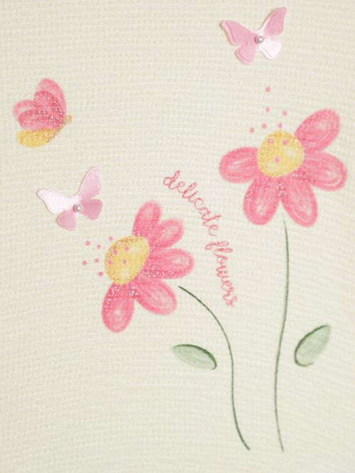 Blusa Malha Manga Curta Infantil Para Menina - OFF WHITE