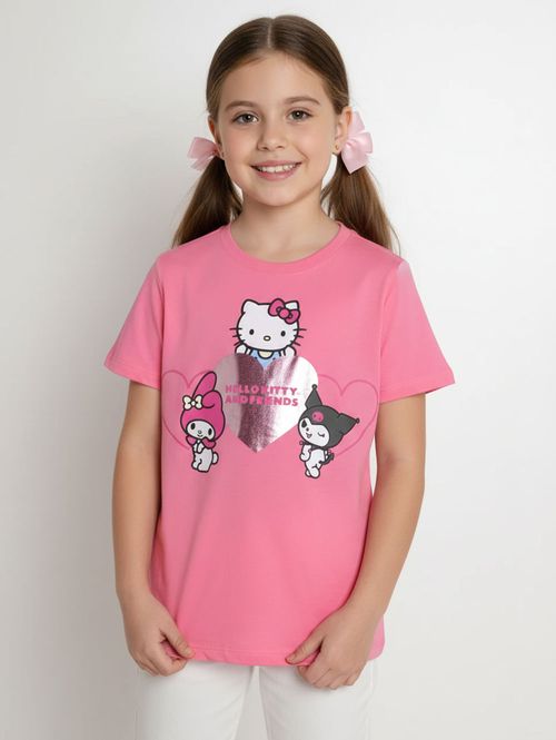 Camiseta Hello Kitty Juvenil Para Menina - ROSA