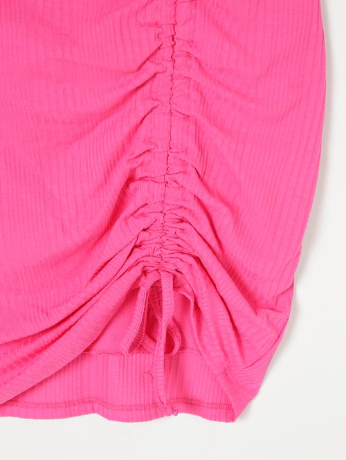 Saia Curta Malha Canelada Feminina Rosa Pink