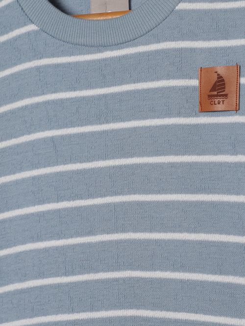 Conjunto Curto Listrado Infantil Para Menino - AZUL