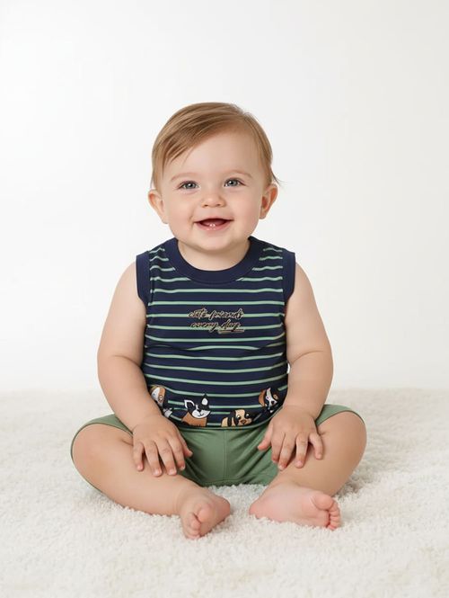 Conjunto Curto Infantil Para Bebê- MARINHO