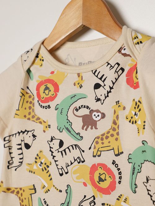 Macacão Estampado Infantil Para Bebê - BEGE
