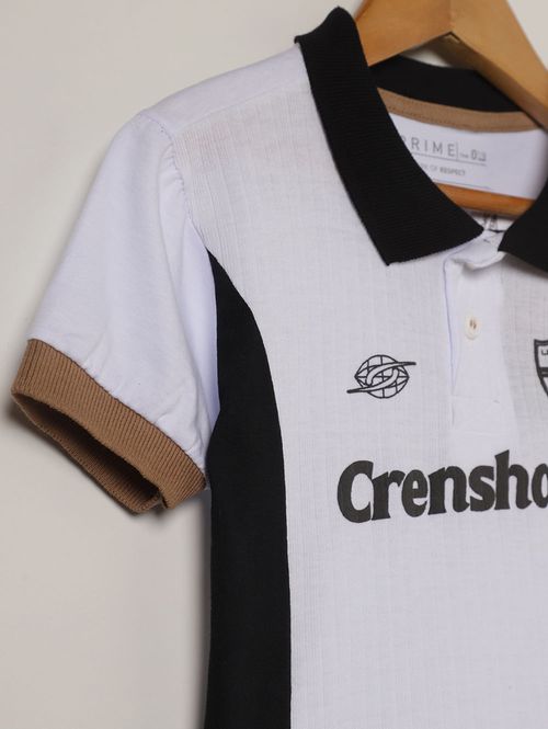 Polo Malha Manga Curta Infantil Para Menino - BRANCO