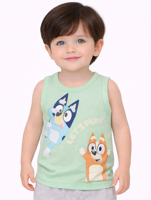 Camiseta Regata Bluey Infantil Para Menino - VERDE