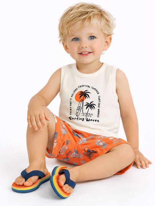 Conjunto Curto Infantil Para Menino - BEGE