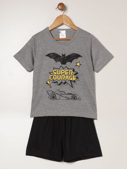 Pijama Curto Infantil Para Menino - MESCLA/PRETO