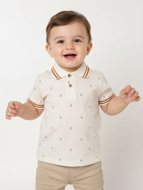 Polo Malha Infantil Para Menino - BEGE