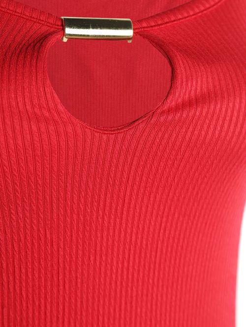 Vestido Texturizado Midi Autentique Feminino VERMELHO