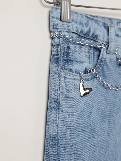 Calça Jeans Wide Leg Juvenil Para Menina - AZUL