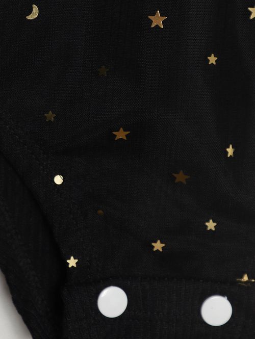 Body Canelado Com Tule Infantil Para Menina- PRETO