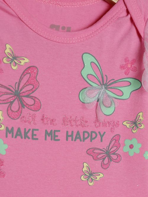 Body Estampado Infantil Para Bebê - ROSA