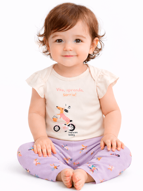 Conjunto Curto Infantil Para Bebê - OFF WHITE