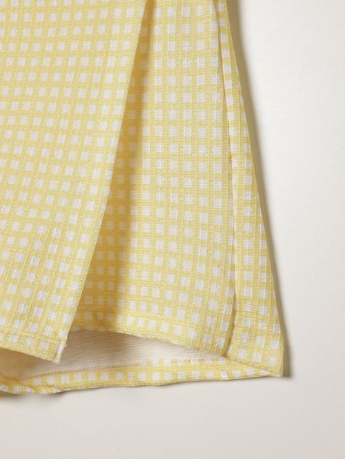 Short Saia Xadrez Vels Juvenil Para Menina- AMARELO
