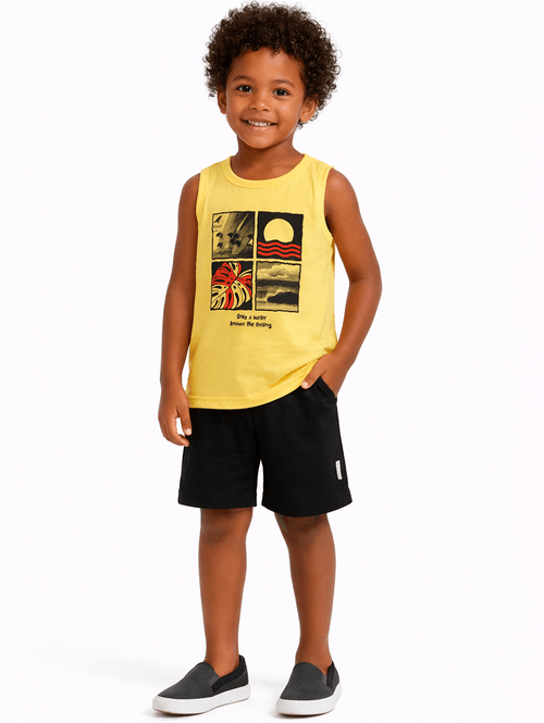 Conjunto Curto Infantil Para Menino - AMARELO