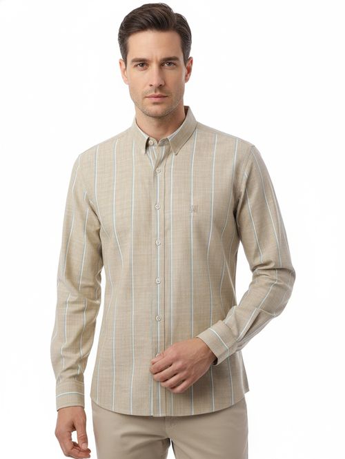 Camisa Manga Longa Slim Elétron Masculina CAQUI