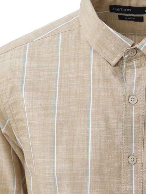 Camisa Manga Longa Slim Elétron Masculina CAQUI