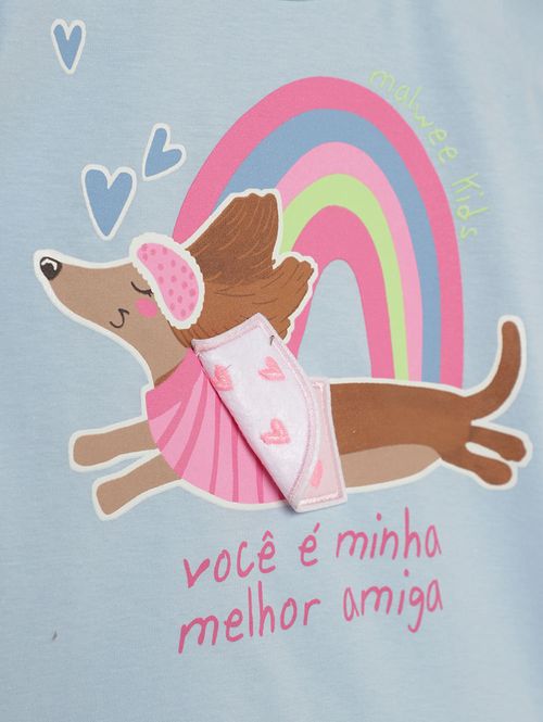 Pijama Curto Infantil Para Menina - AZUL CLARO