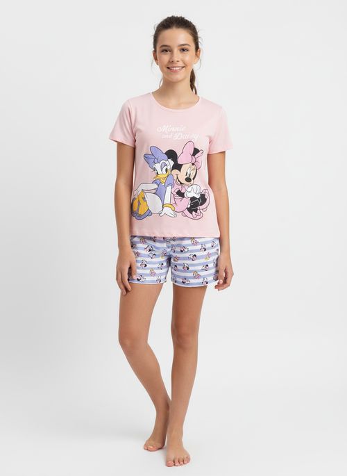 Pijama Curto Minnie Juvenil Para Menina - ROSA