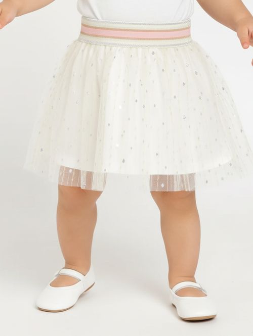 Saia Tule Infantil Para Menina - OFF WHITE