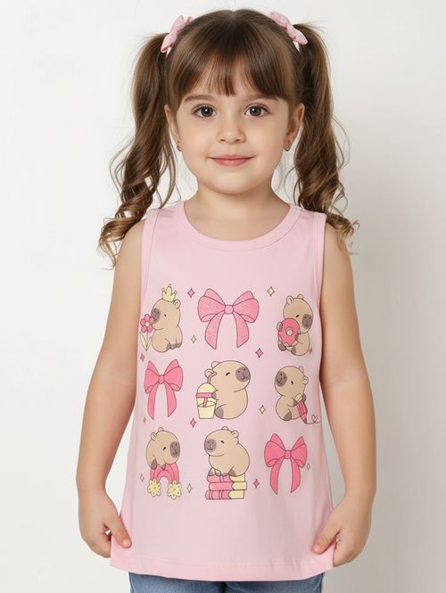 Blusa Cotton Manga Curta Infantil Para Menina - ROSA CLARO
