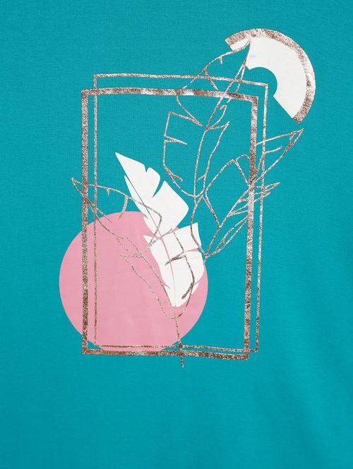 Blusa Manga 3/4 Plus Size Feminina AZUL