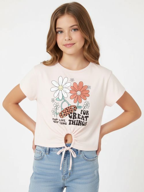 Blusa Manga Curta Juvenil Para Menina - Rosa