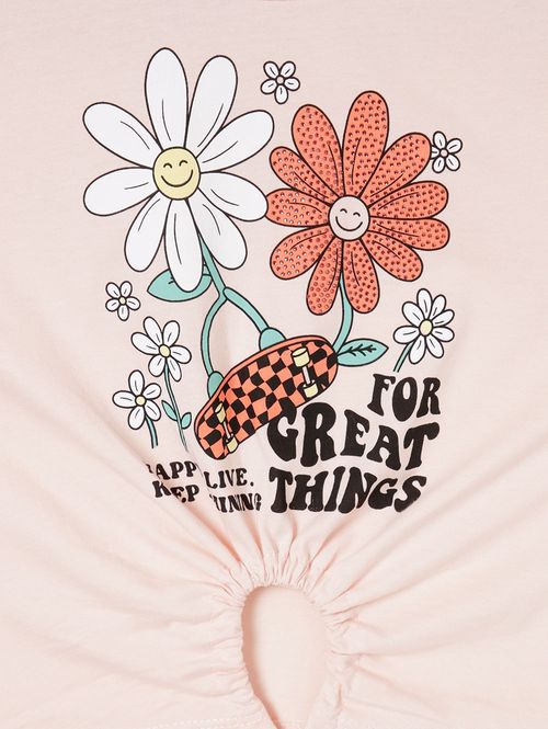 Blusa Manga Curta Juvenil Para Menina - Rosa