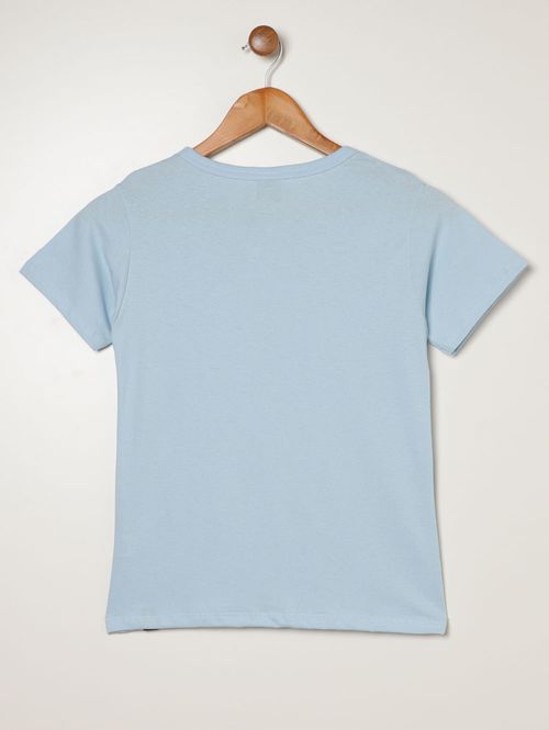 Camiseta Stitch Manga Curta Juvenil Para Menina- AZUL CLARO