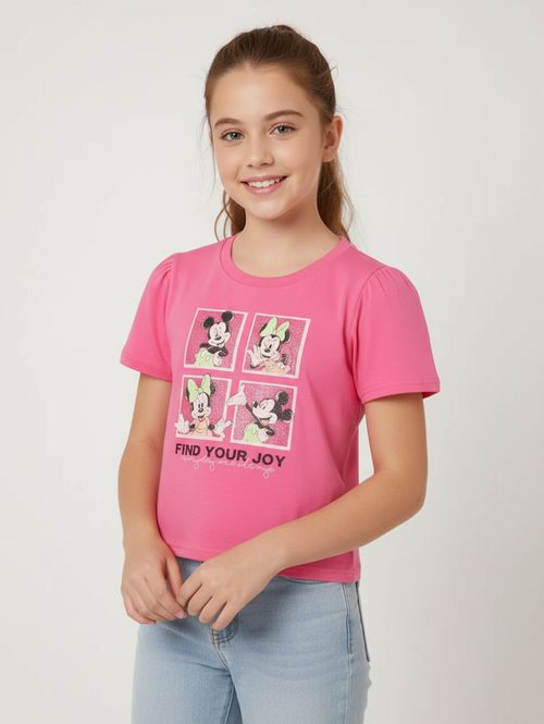 Camiseta Minnie Juvenil Para Menina - ROSA
