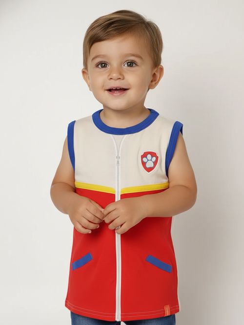 Camiseta Patrulha Canina Infantil Para Menino - VERMELHO/OFF WHITE