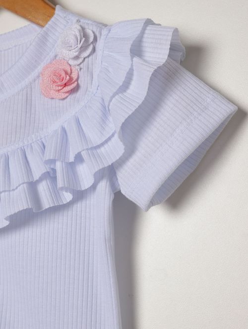 Body Canelado Infantil Para Menina - BRANCO