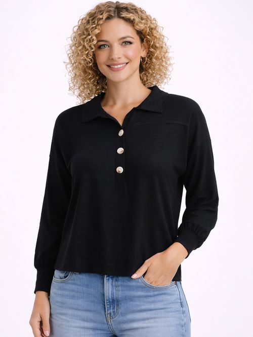 Blusa Manga Longa Autentique Feminina PRETO
