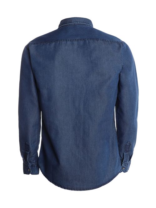 Camisa Jeans Manga Longa Comfort Masculina AZUL