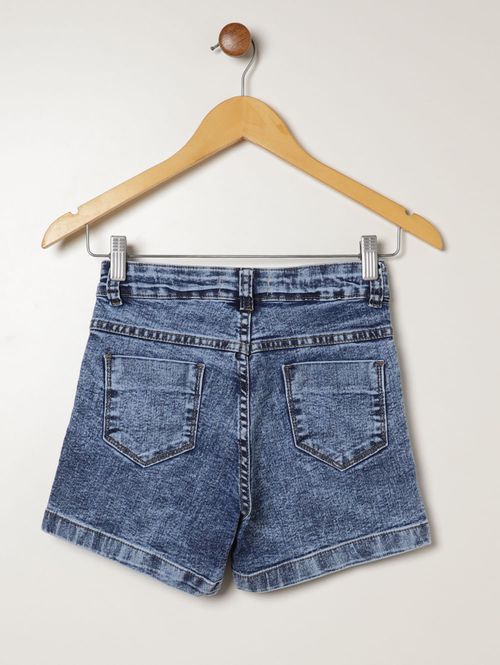 Short Jeans Com Lenço Juvenil Para Menina - AZUL