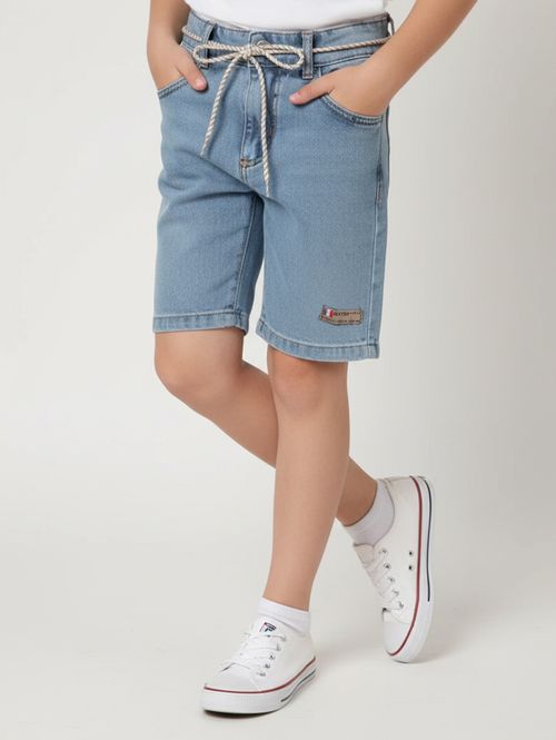 Bermuda Jeans Infantil Para Menino - AZUL