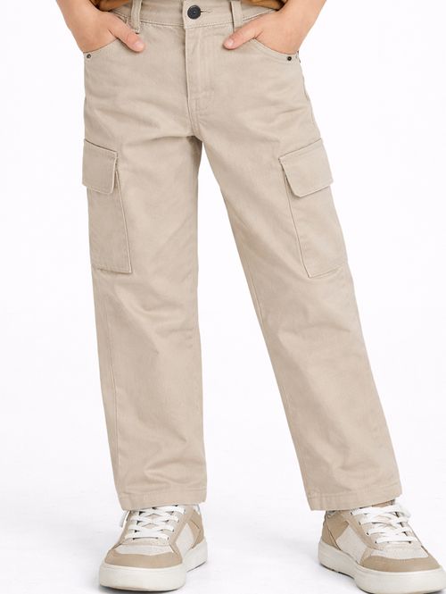 Calça Sarja Cargo Infantil Para Menino - AREIA