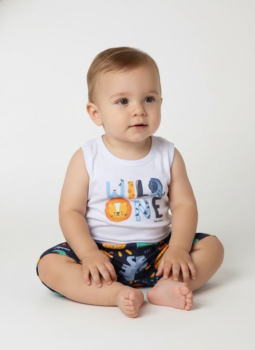 Conjunto Curto Infantil Para Bebê - BRANCO