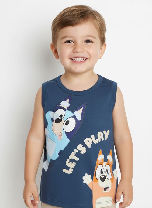 Camiseta Regata Bluey Infantil Para Menino - MARINHO