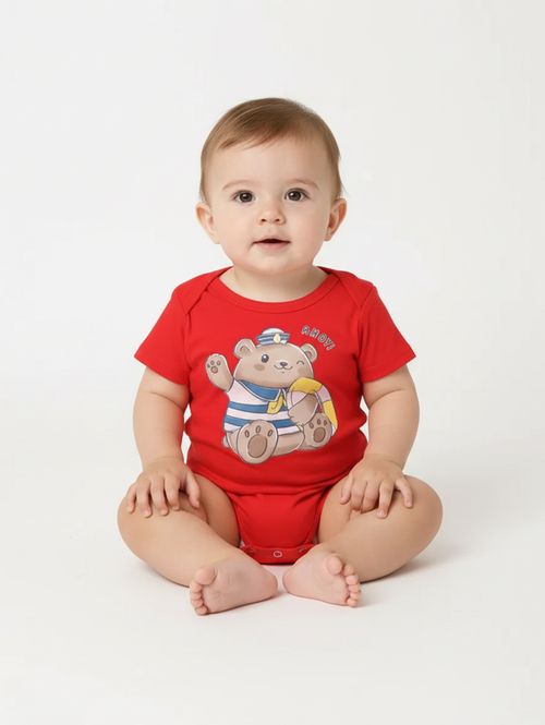 Body Estampado Infantil Para Bebê - VERMELHO