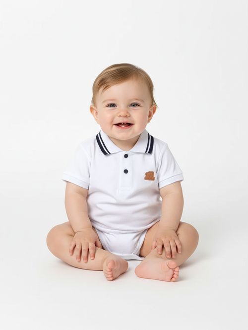 Body Polo Infantil Para Bebê - BRANCO