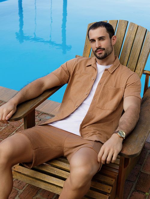 Bermuda Malha Eletrón Masculina MARROM