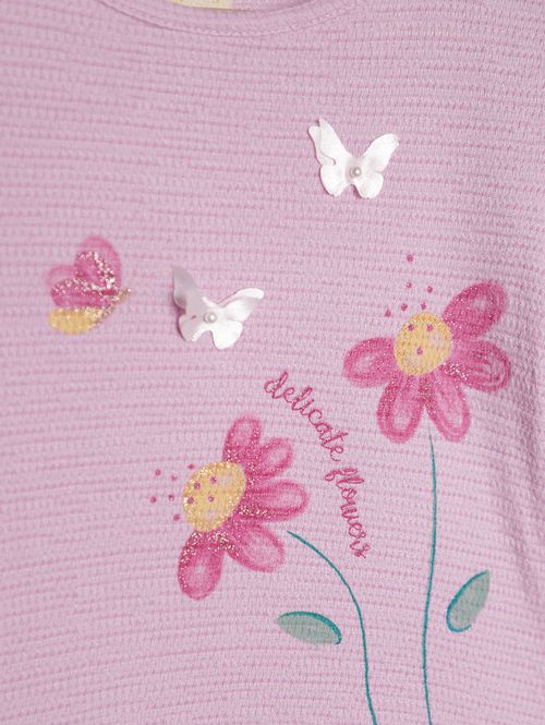 Blusa Malha Manga Curta Infantil Para Menina - LILAS