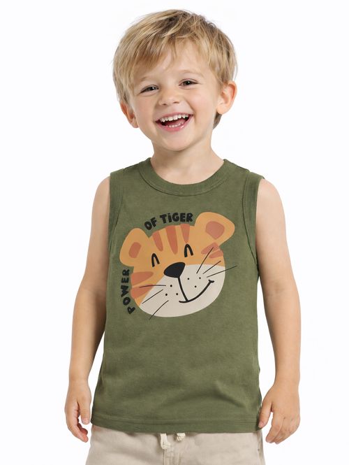 Camiseta Regata Estampada Infantil Para Menino - VERDE