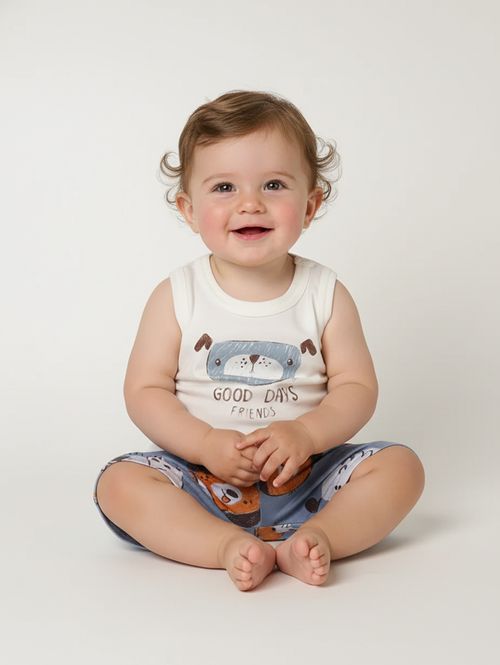 Conjunto Curto Infantil Para Bebê - OFF WHITE