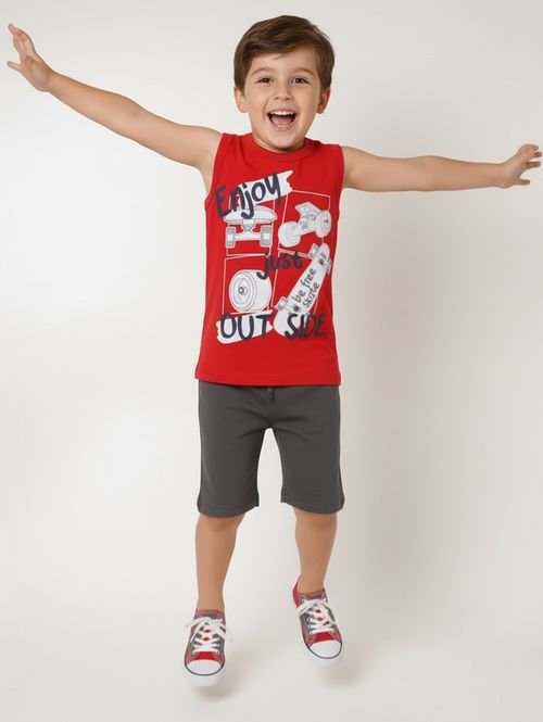 Conjunto Moletinho Infantil Para Menino - VERMELHO