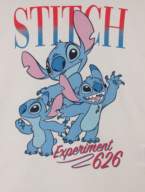 Camiseta Stitch Disney Juvenil Para Menina - NATURAL